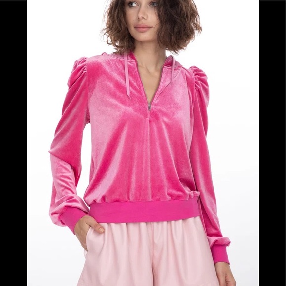Generation Love Tops - Generation Love Primrose Velour Hoodie Hot Pink NEW NWT SMALL Reg $165